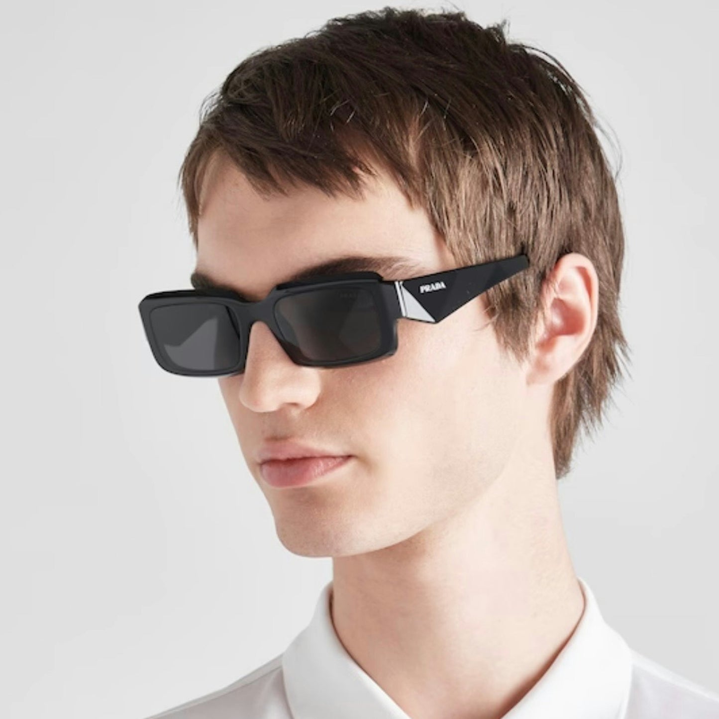Prada SPR 27ZS 16K-08Z Square Shape Black Silver