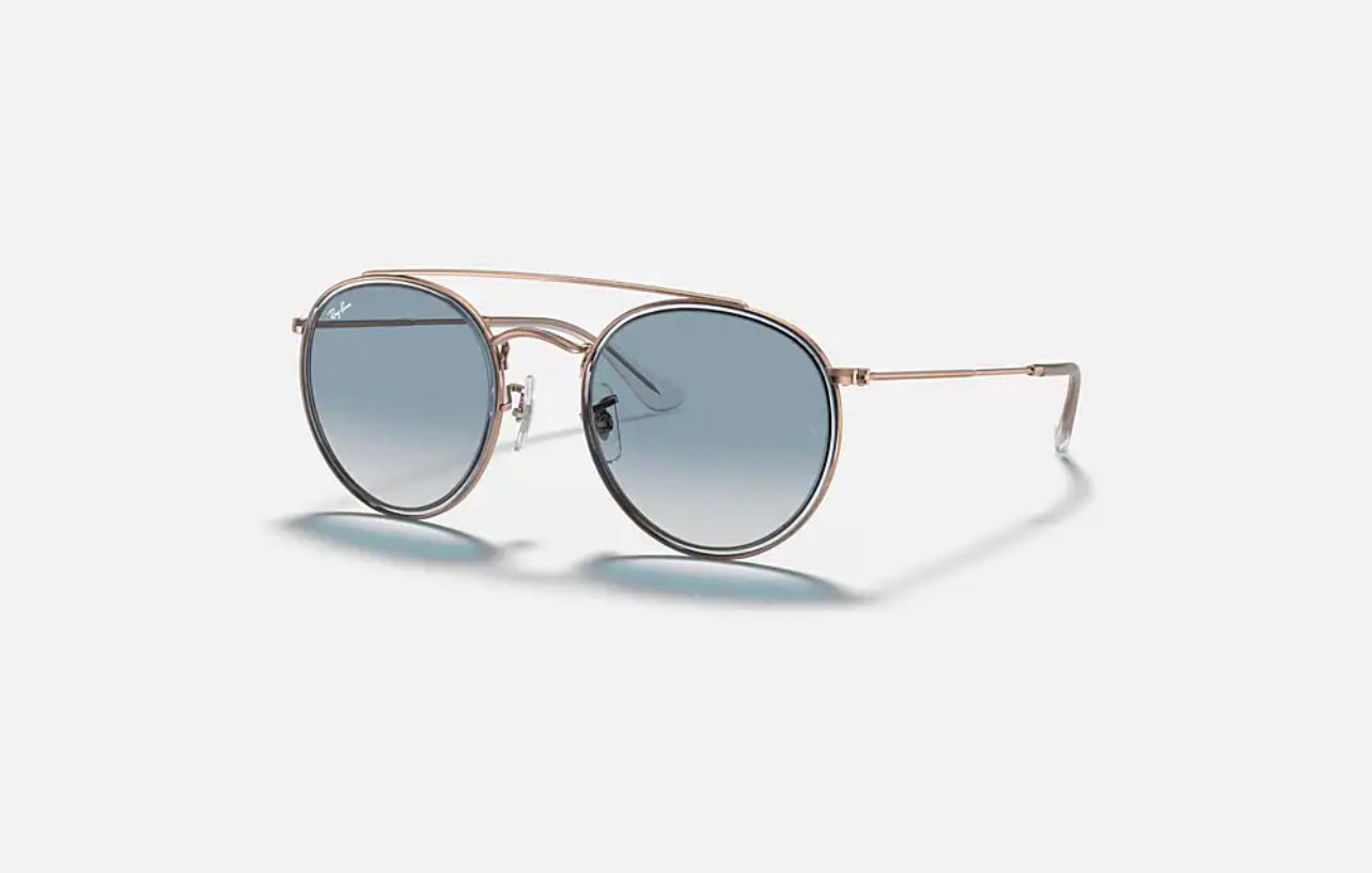 Ray Ban Rb3647n 9068/3f Round Double Bridge Azul Degradado