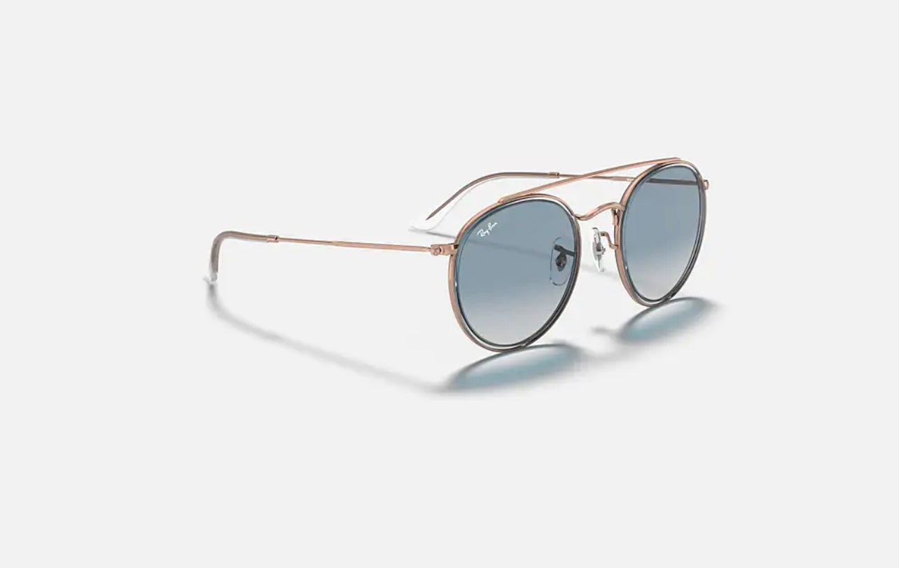 Ray Ban Rb3647n 9068/3f Round Double Bridge Azul Degradado