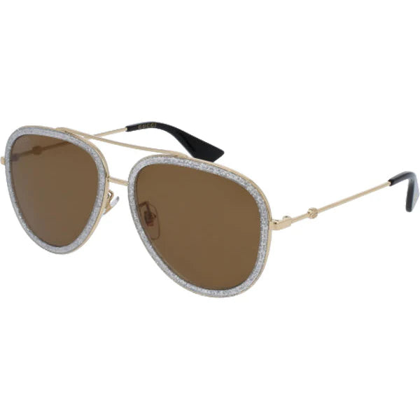 GG0062S 004 AVIADOR TRANSPARENTE BRILLANTE DORADO