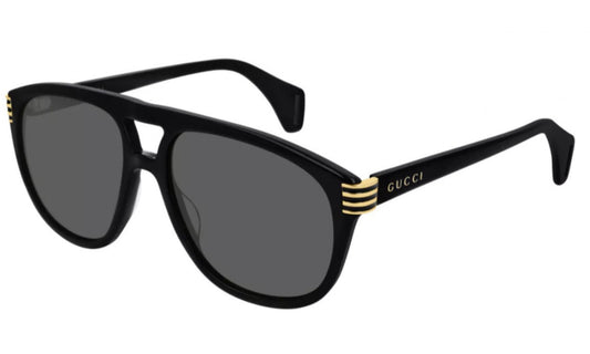 Gucci Gg0525s 001 Aviador Acetato Negro Dorado