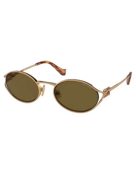 Miu Miu MU 52YS 7OE-01T Oval Shape Gold Coffe