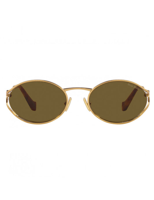 Miu Miu MU 52YS 7OE-01T Oval Shape Gold Coffe