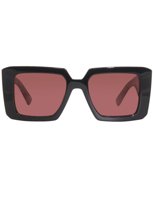 Prada SPR 23YS 1AB-06Q Square Shape Black Red