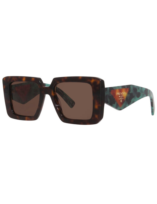 Prada SPR 23YS 2AU-06B Square Shape Tortoise Dark Brown