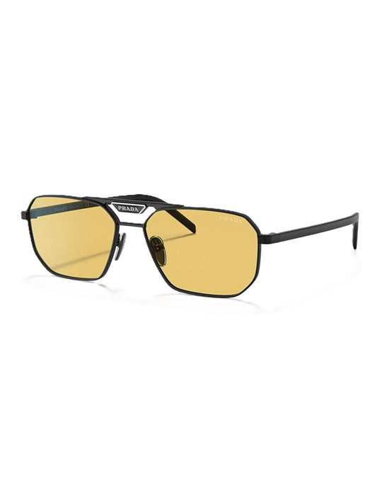 Prada SPR 58Y 1BO-0B7 Square Shape Yellow Black