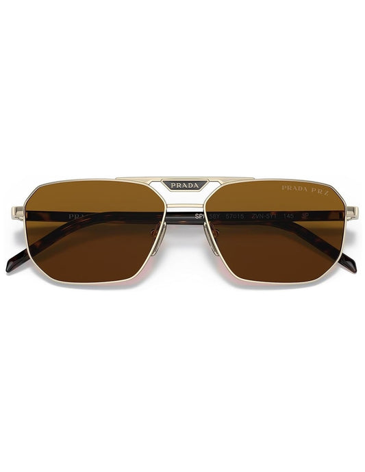 Prada SPR 58Y ZVN-5Y1 Square Shape Coffe Gold