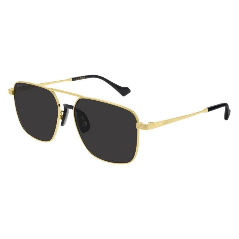 Gucci GG0743S 001 Aviator Square Metal Negro Dorado