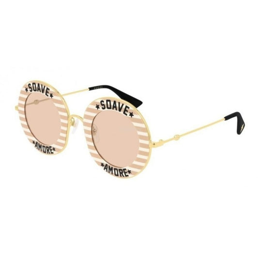 Gucci Gg0113s 009 Round * Soave * Amore * Rosa Blanco Icon