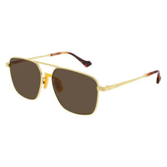 Gucci GG0743S 002 Aviator Square Metal Cafe Dorado